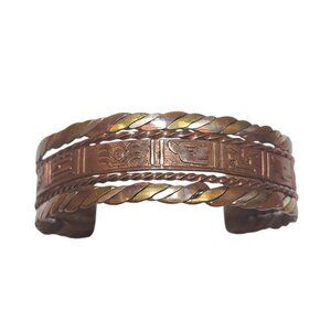 Vintage Copper, Brass, and Silver Tone Cuff Bracelet